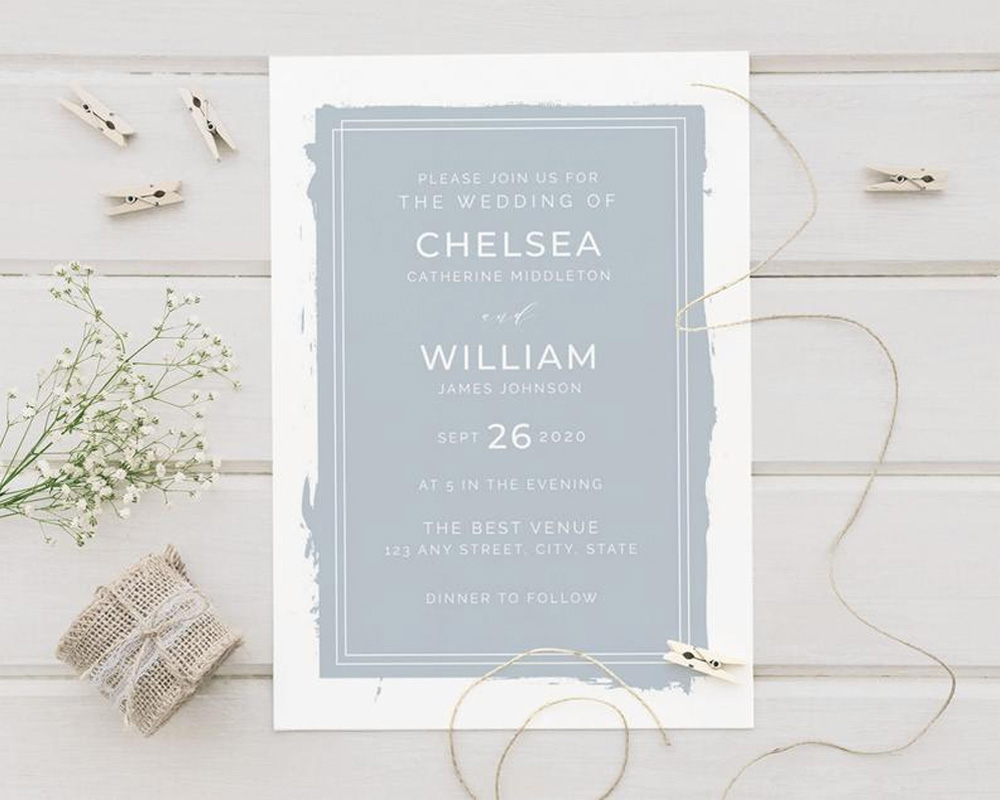 Solid Blue Invitations | Go Print Plus