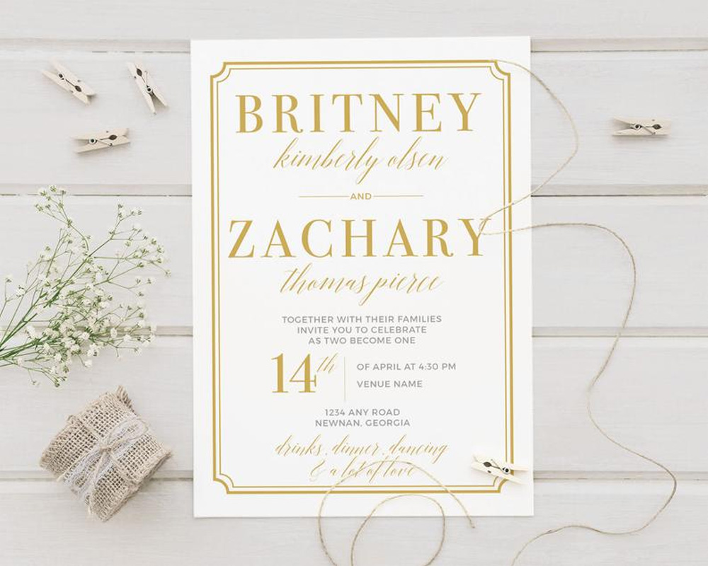 Simple Gold Invitations Go Print Plus