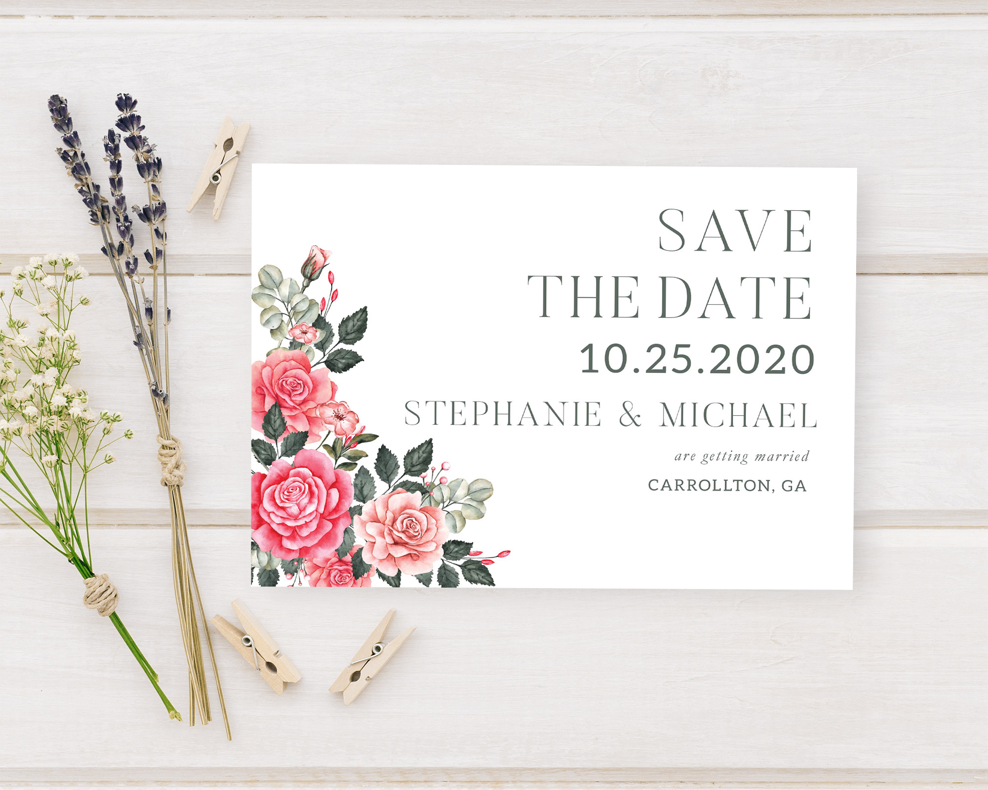 Roses Save The Date Go Print Plus