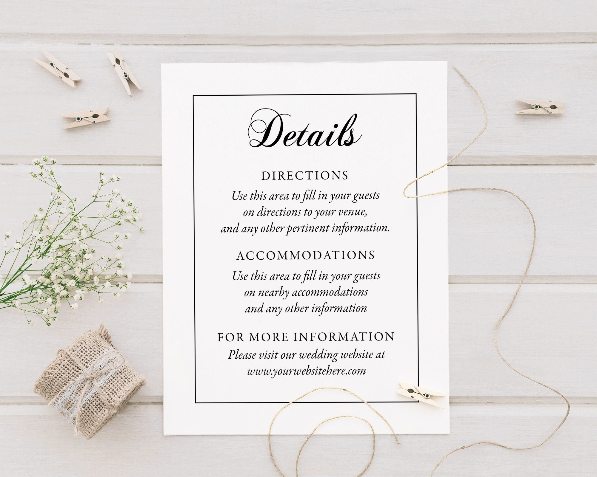 Elegant Wedding Detail Cards Go Print Plus