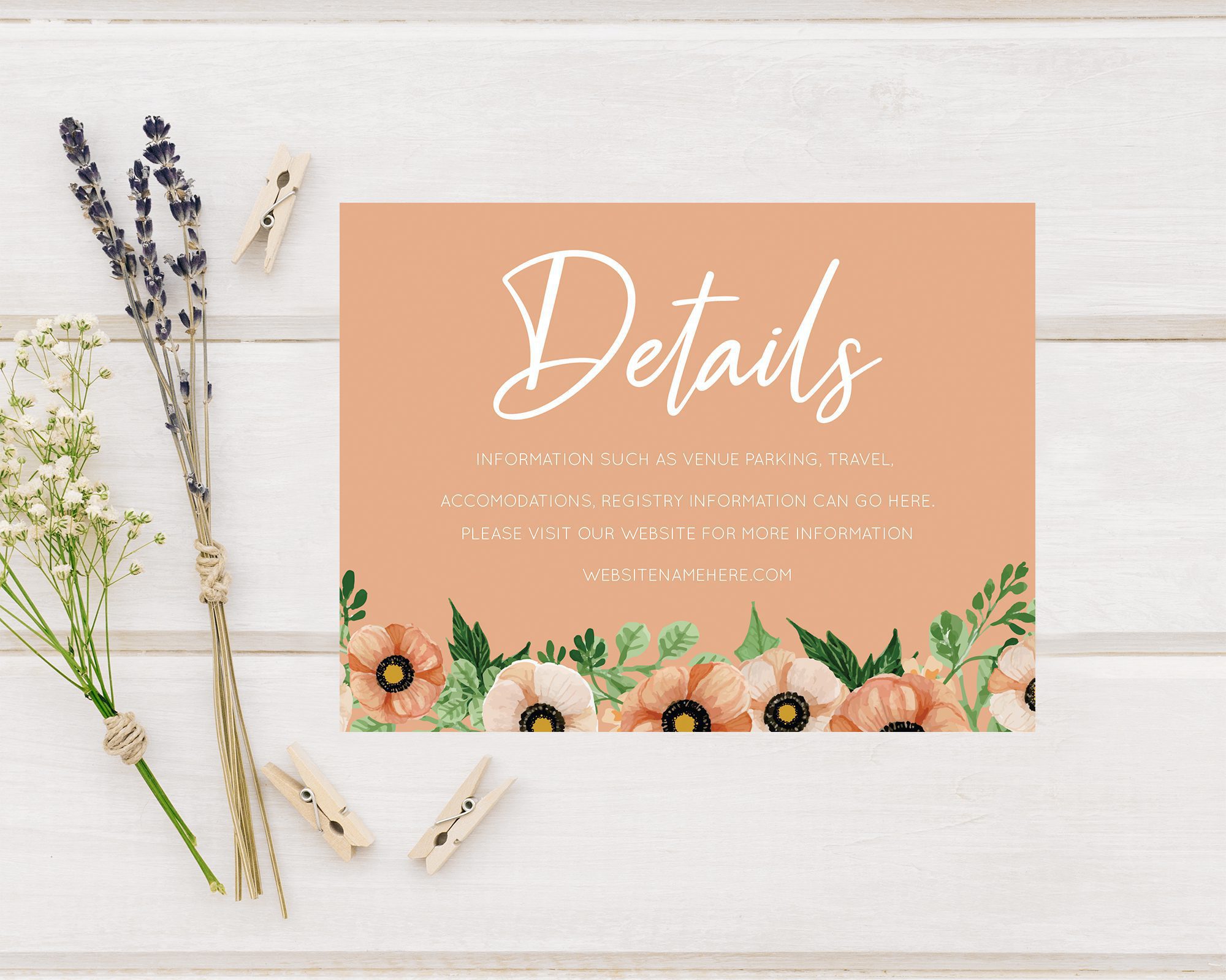 Peach Floral Detail Cards Go Print Plus