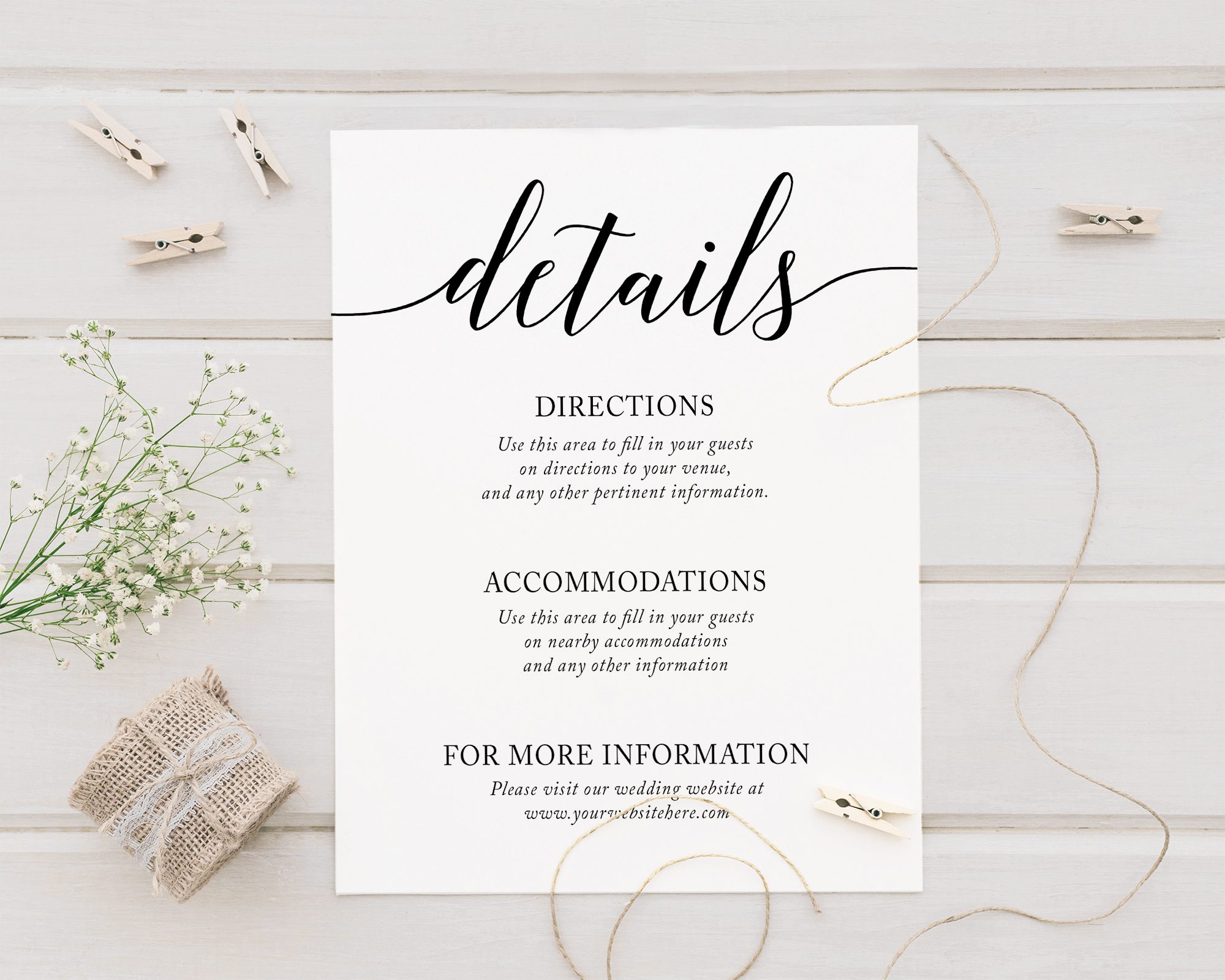 Simple Wedding Detail Cards Go Print Plus