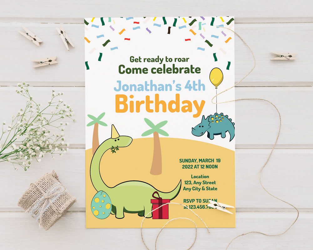 Dinosaur Party Invitation Go Print Plus