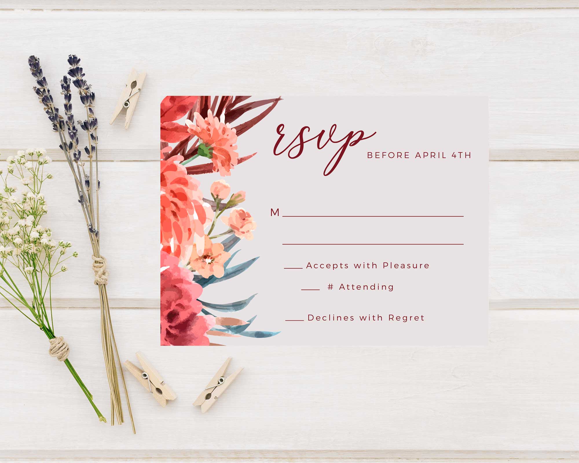 Floral Bloom RSVP Card | Go Print Plus