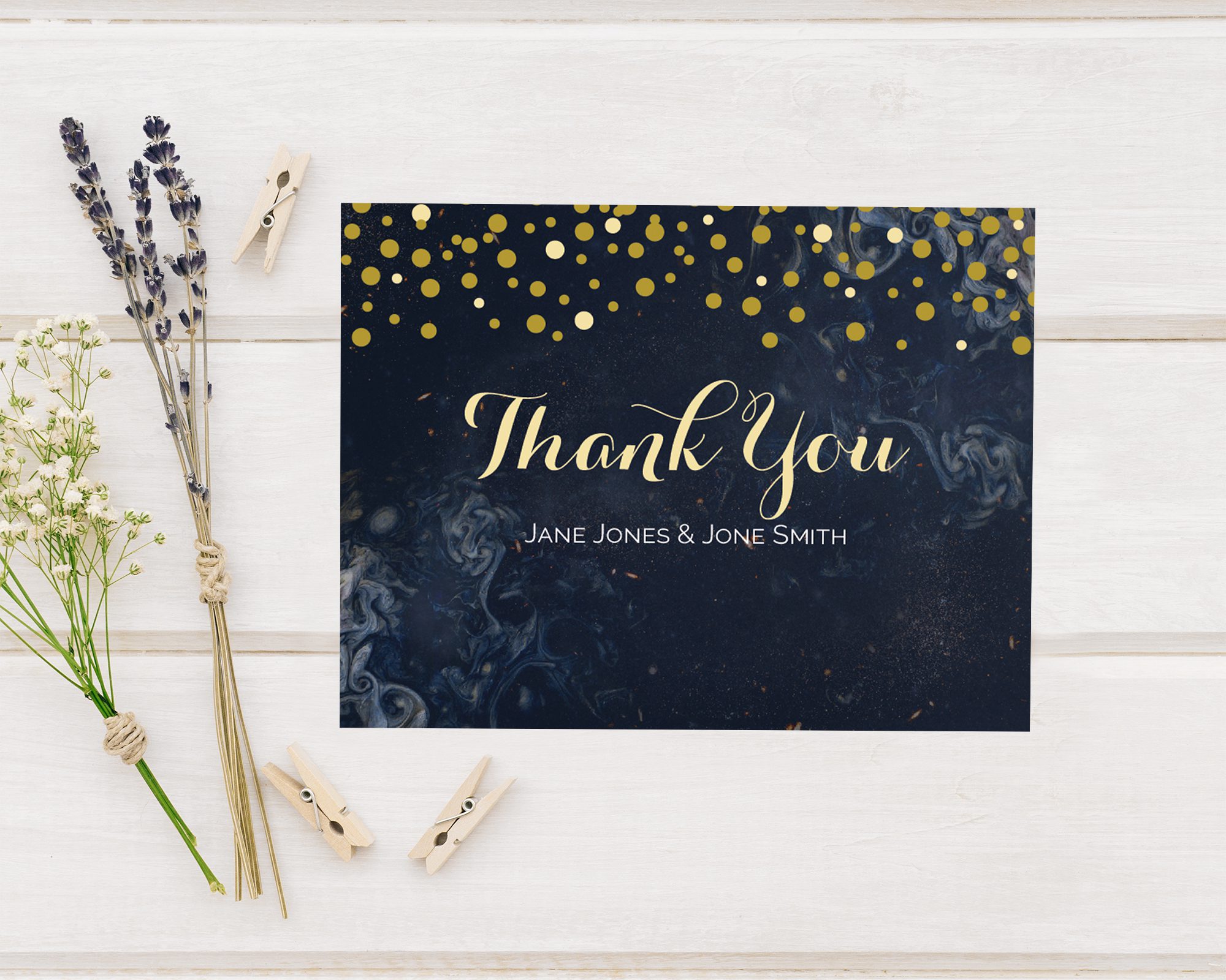 Gold Confetti Thank You Card Go Print Plus