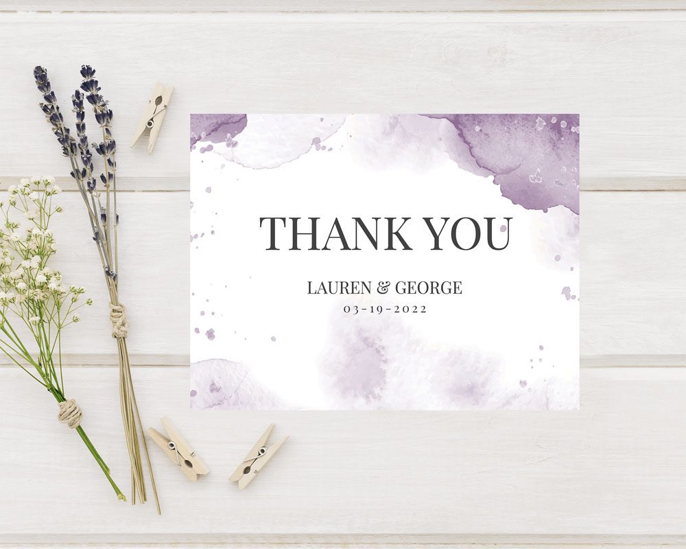 Purple Watercolor Thank You Go Print Plus